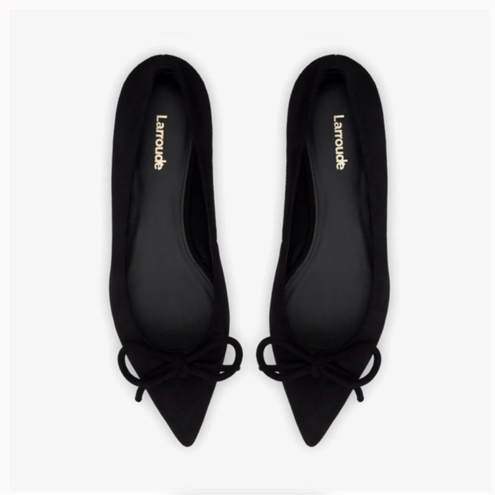 Larroude Black Suede Lee Flats Size 6